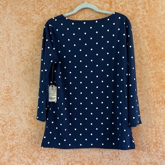 ST JOHN'S BAY Polka Dots Boatneck Blouse size Medium - Picture 2 of 8